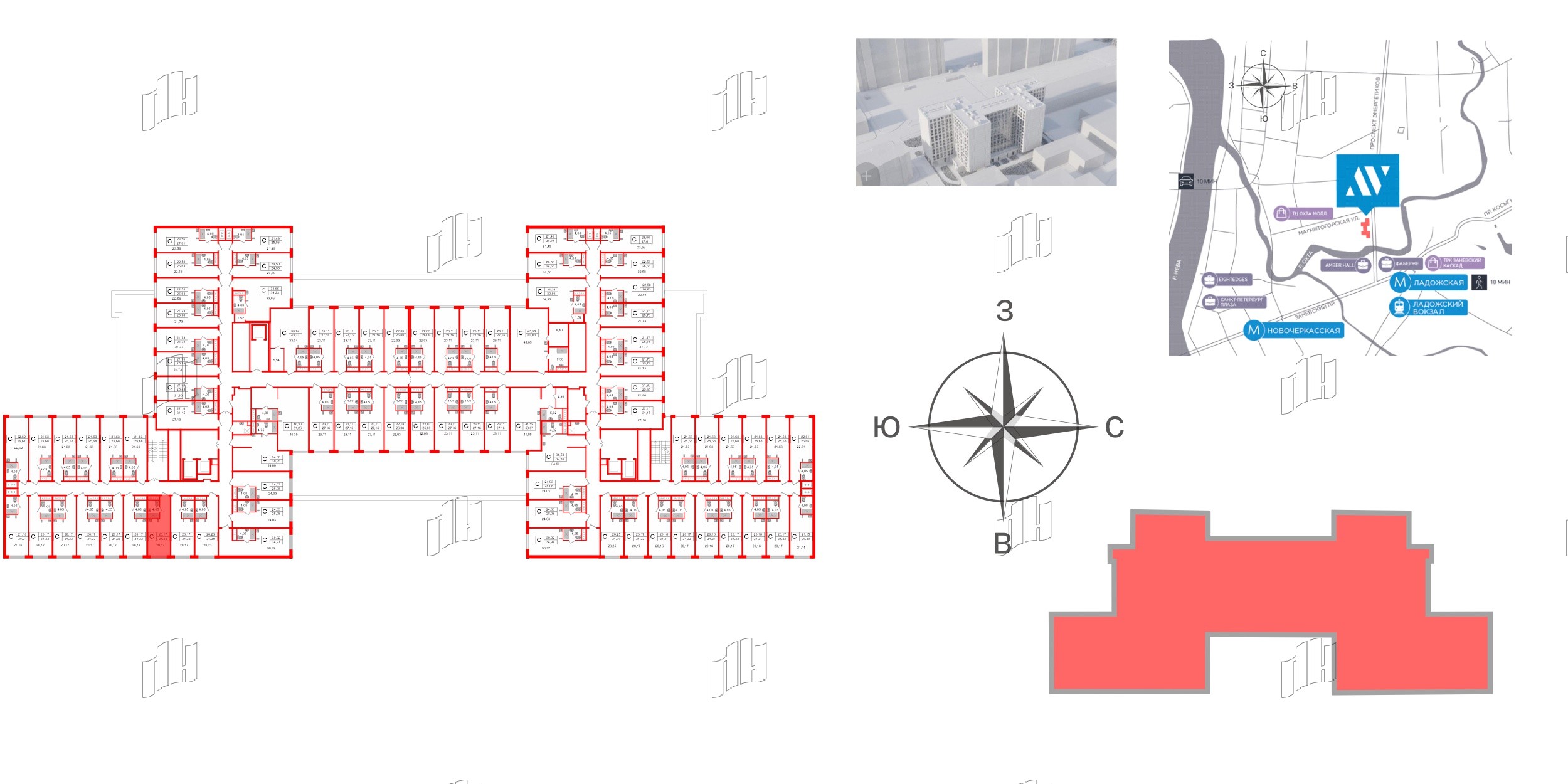 Апартаменты в ЖК Ladozhsky Avenir, студия, 24.22 м², 14 этаж
