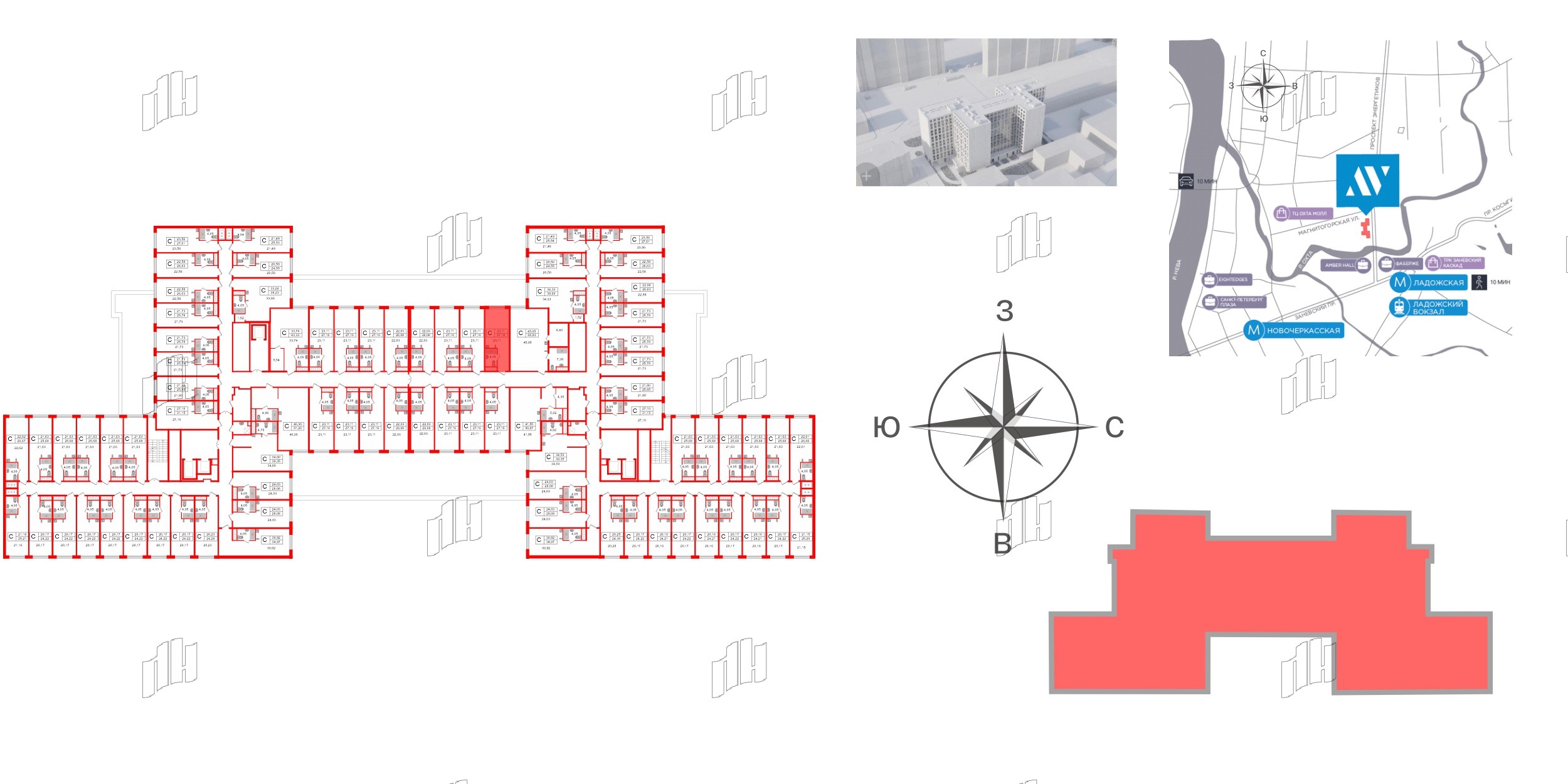 Апартаменты в ЖК Ladozhsky Avenir, студия, 27.16 м², 10 этаж
