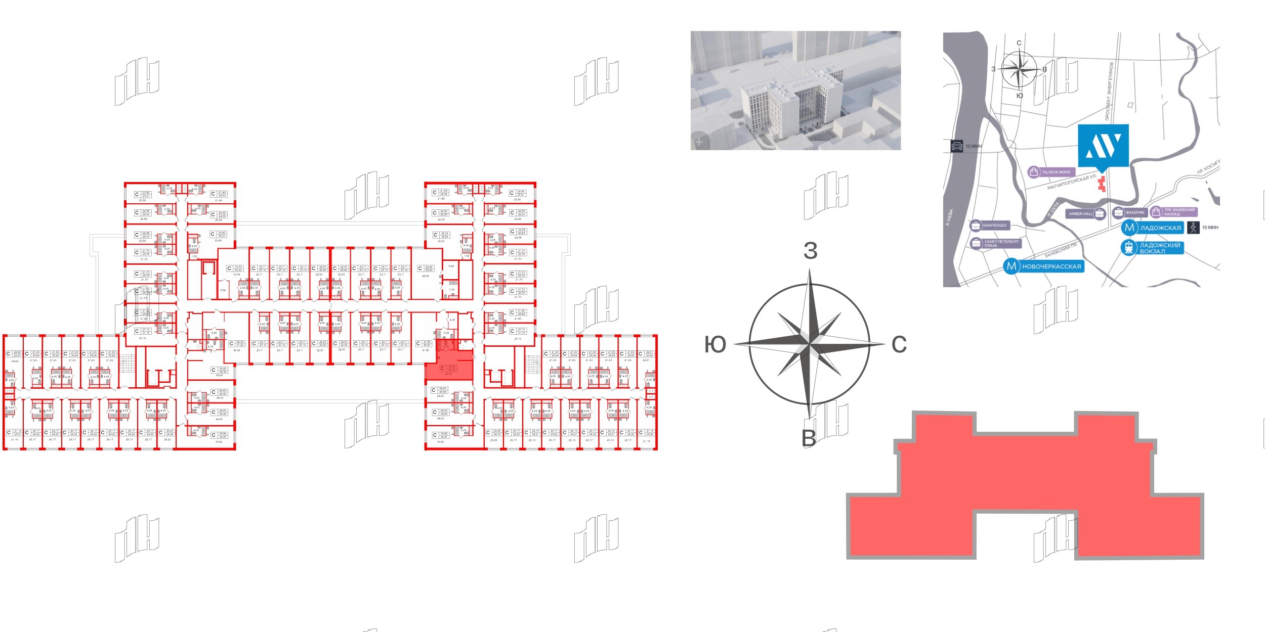 Апартаменты в ЖК Ladozhsky Avenir, студия, 39.35 м², 4 этаж