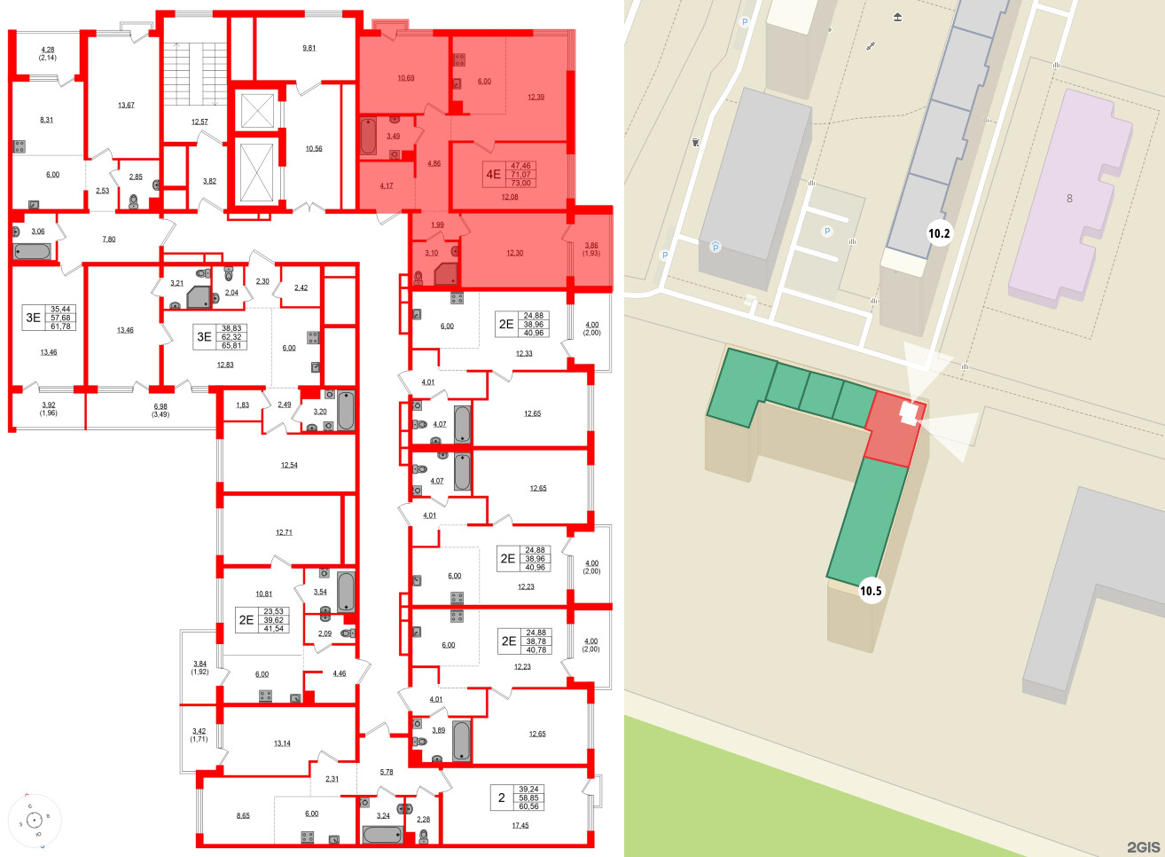 Квартира в ЖК «ЛесART», 3 комнатная, 73 м², 7 этаж