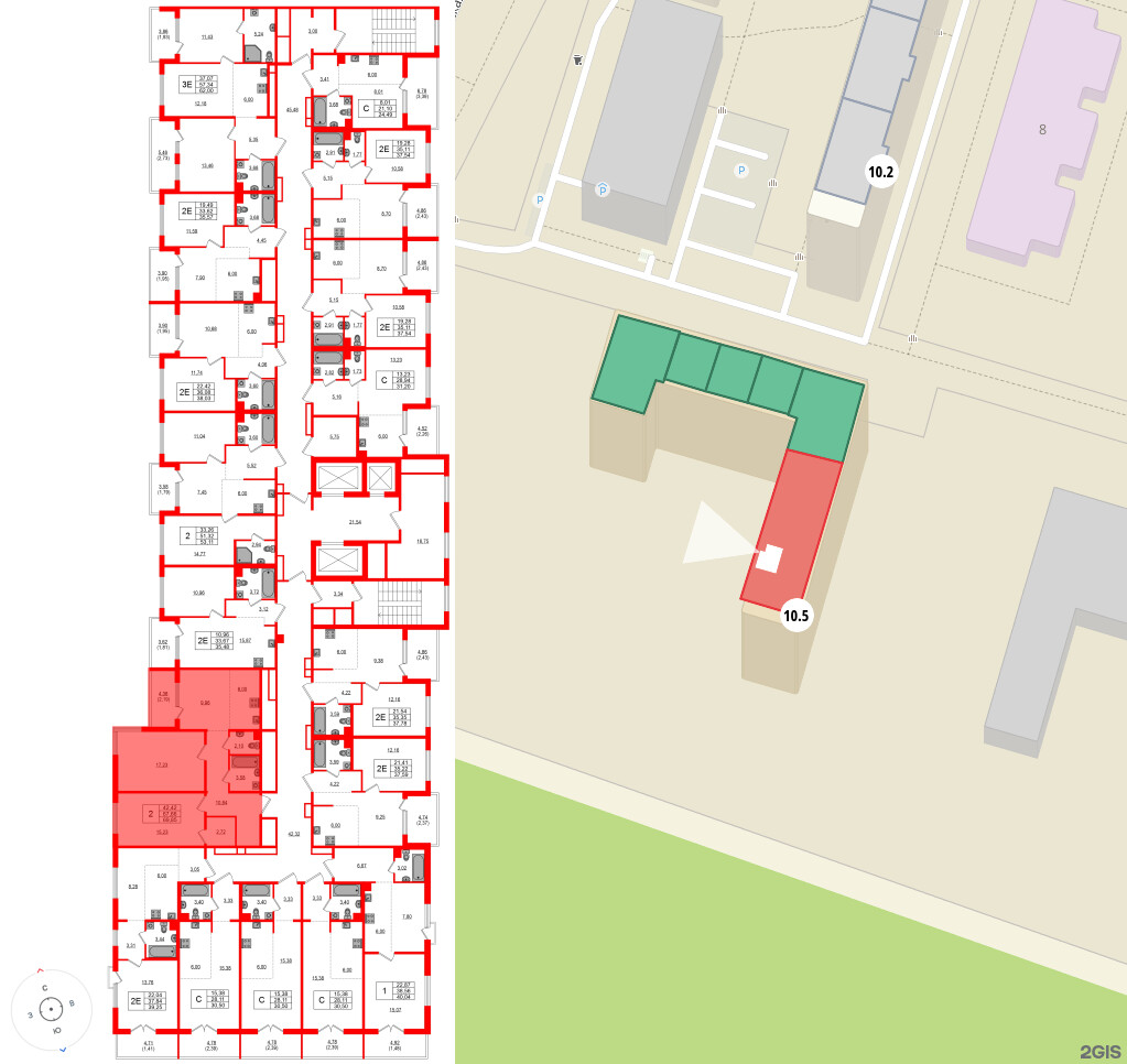 Квартира в ЖК «ЛесАрт», 2 комнатная, 69.85 м², 2 этаж