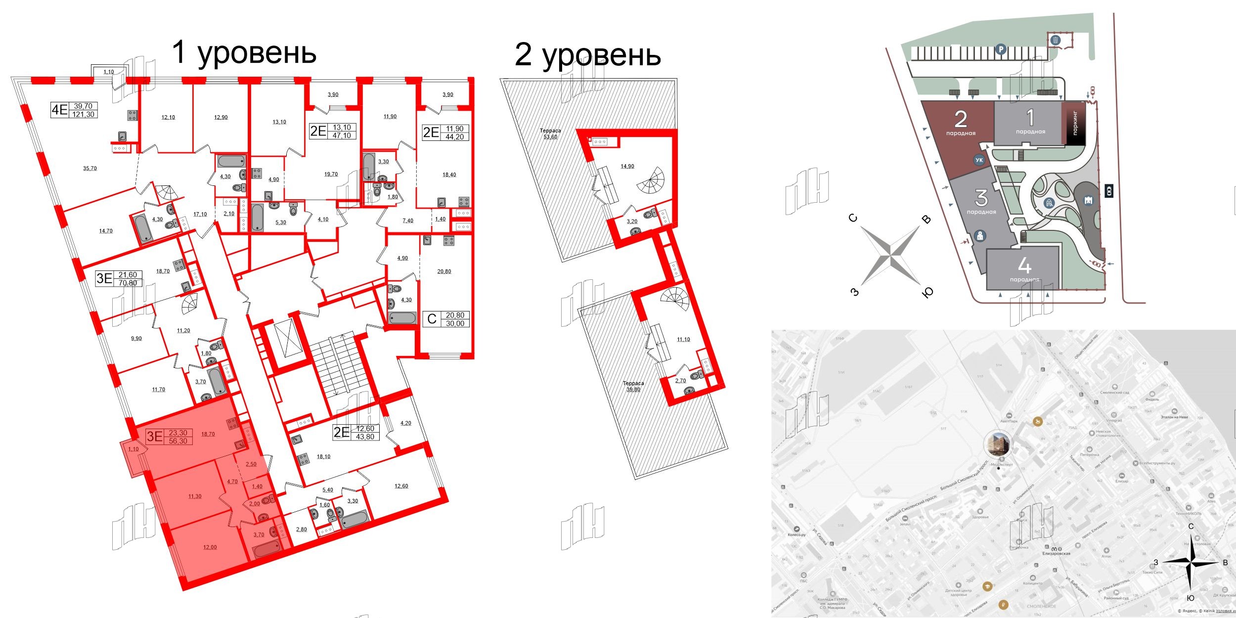 Квартира в ЖК «Литера», 2 комнатная, 56.3 м², 8 этаж