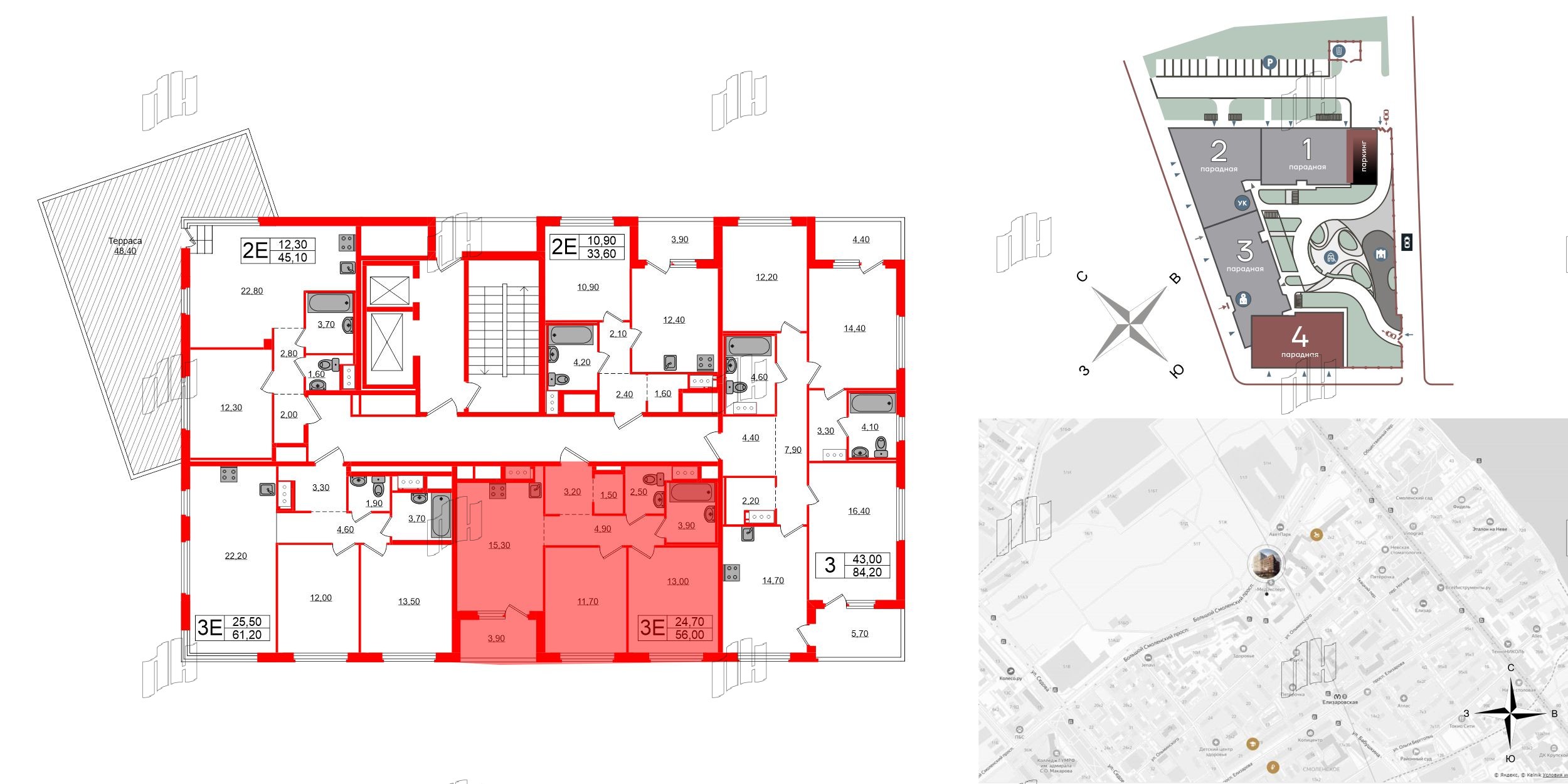 Квартира в ЖК «Литера», 2 комнатная, 56 м², 9 этаж