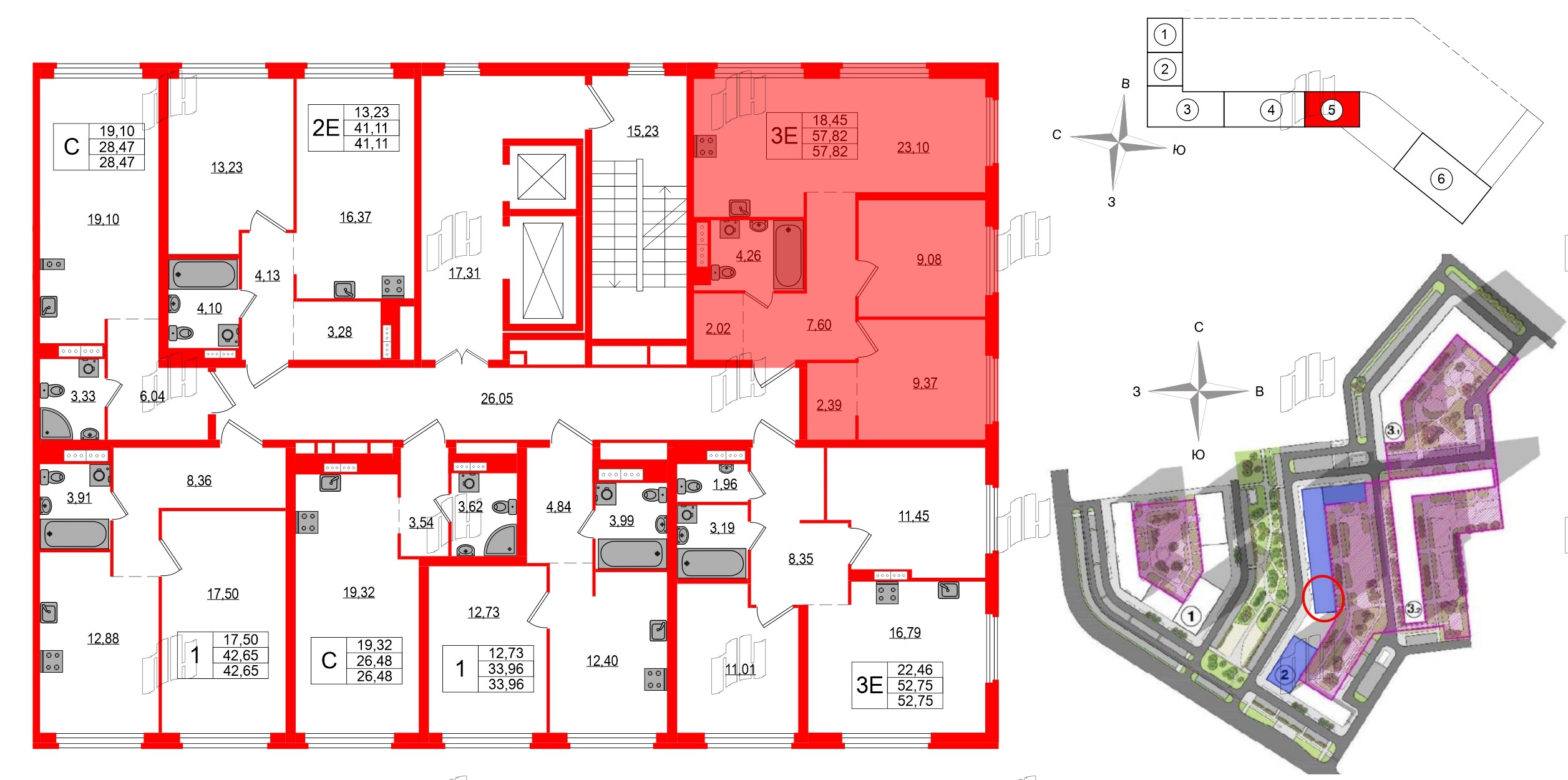 Квартира в ЖК Максималист, 2 комнатная, 57.82 м², 14 этаж