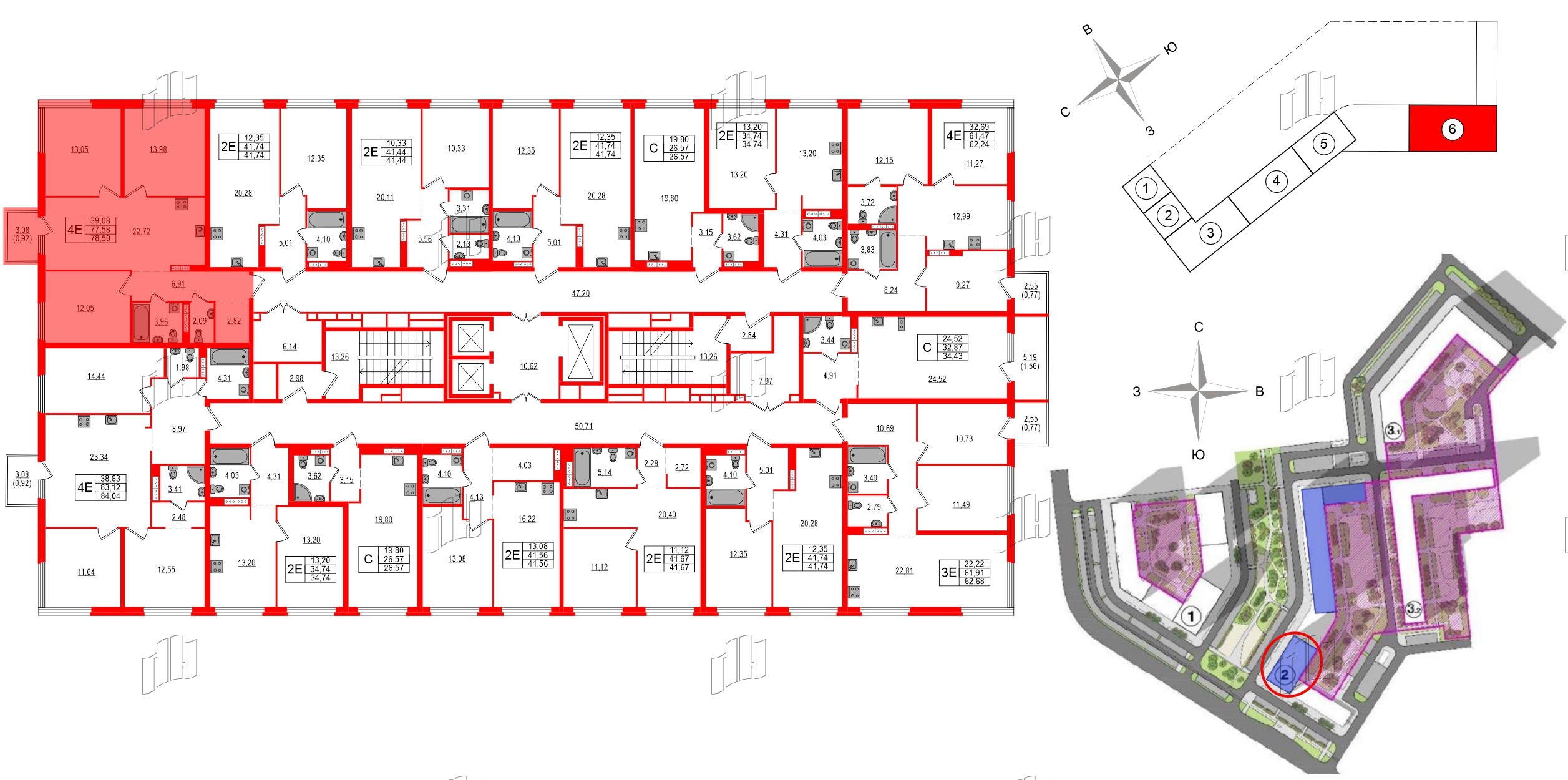 Квартира в ЖК Максималист, 3 комнатная, 78.5 м², 12 этаж