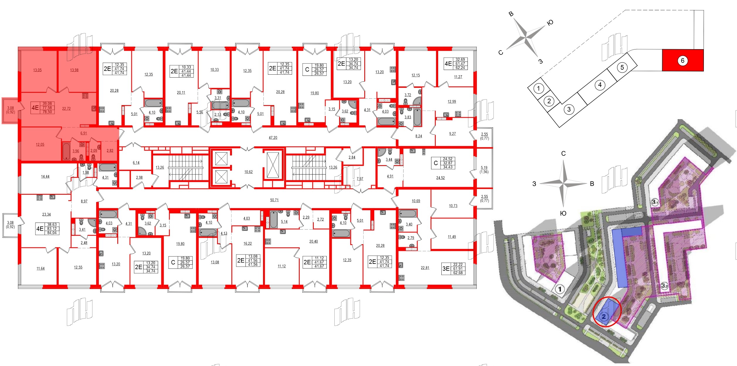 Квартира в ЖК Максималист, 3 комнатная, 78.5 м², 13 этаж