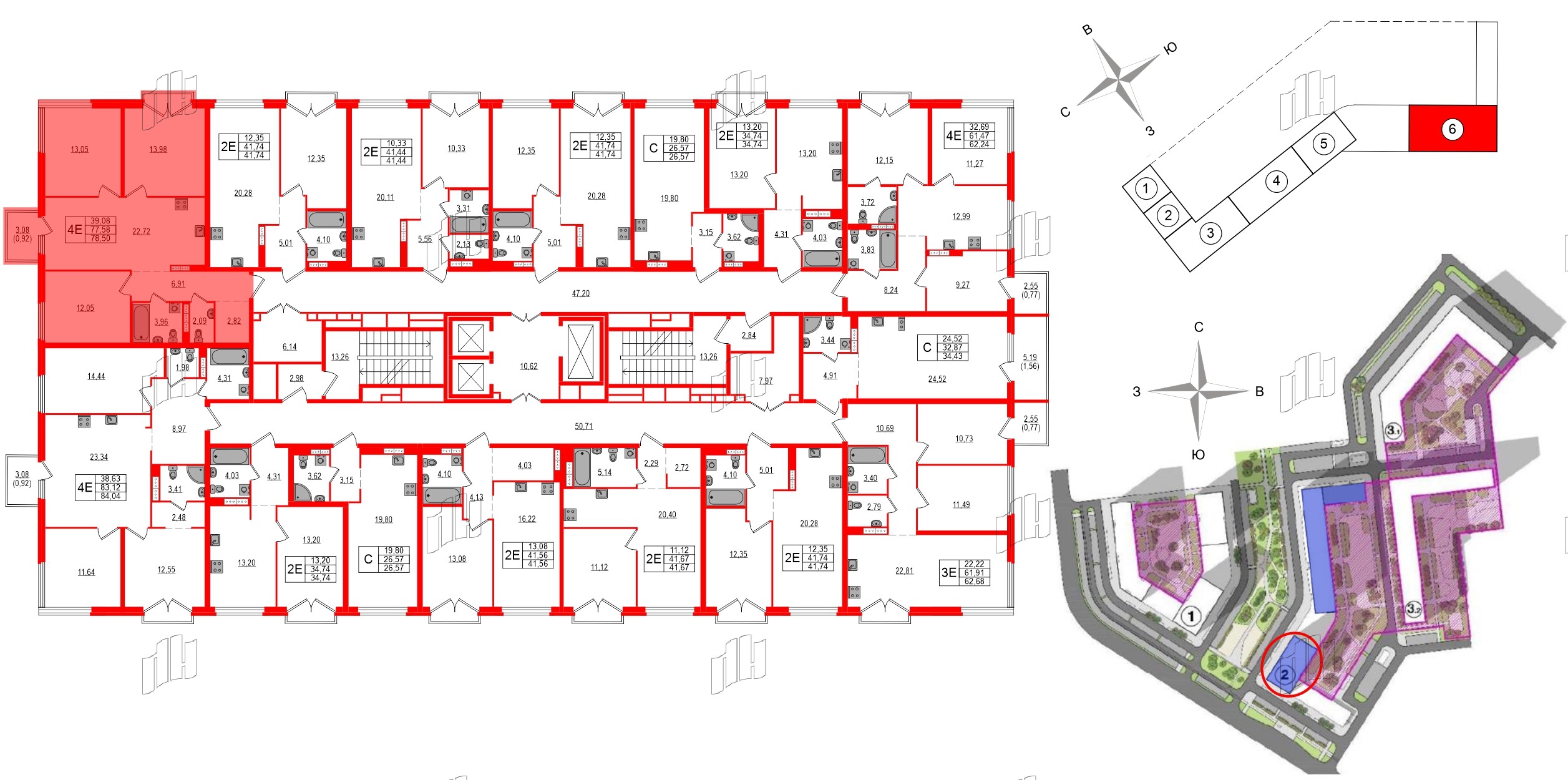 Квартира в ЖК Максималист, 3 комнатная, 78.5 м², 16 этаж