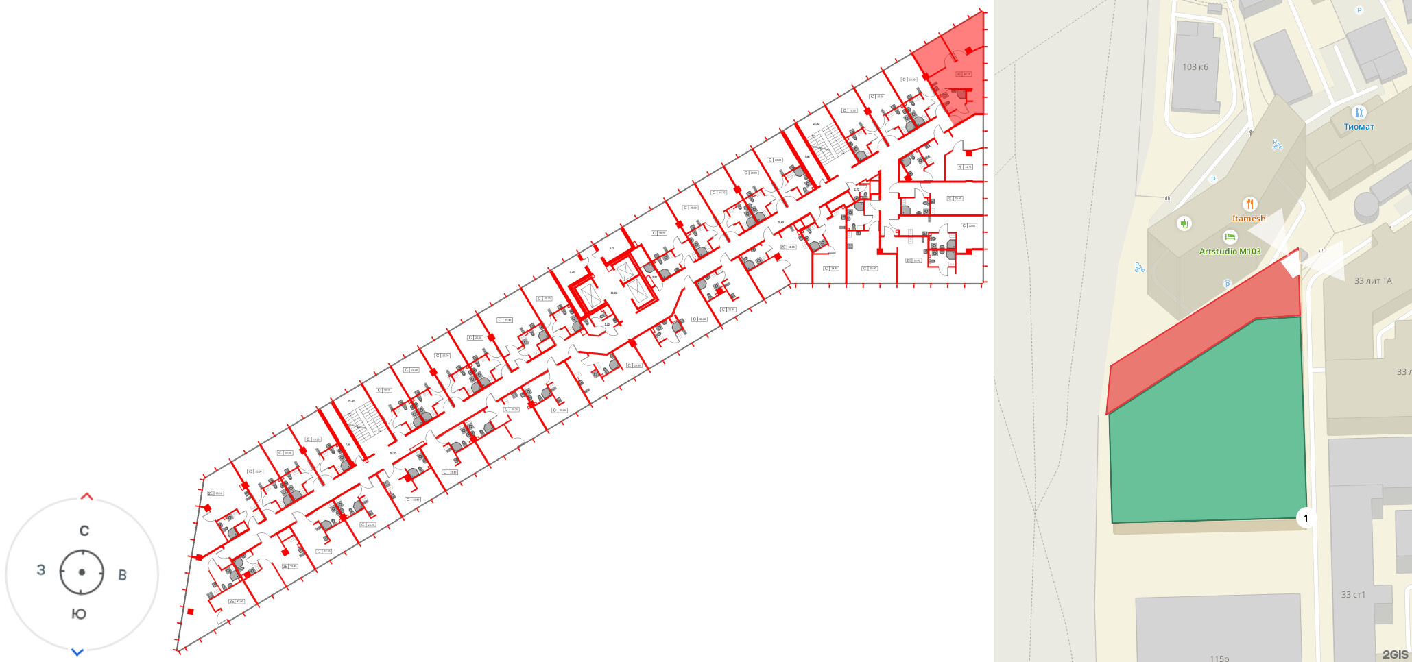 Апартаменты в ЖК Апарт-отель «МОСКО», 2 комнатные, 45.2 м², 6 этаж