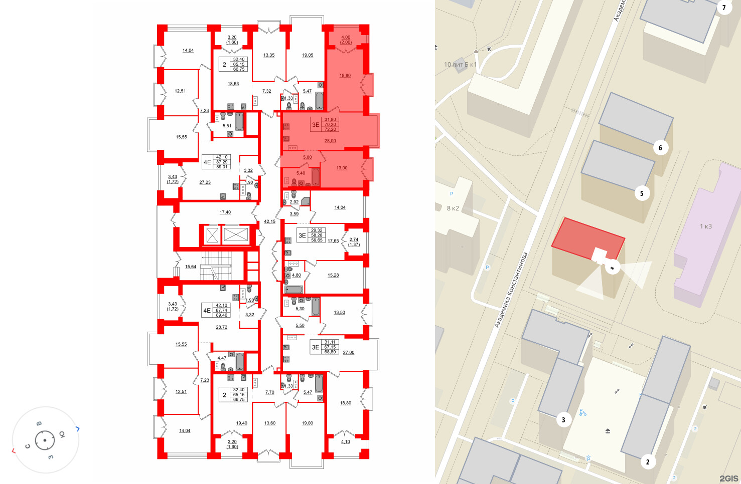 Квартира в ЖК Наука, 2 комнатная, 68.83 м², 11 этаж