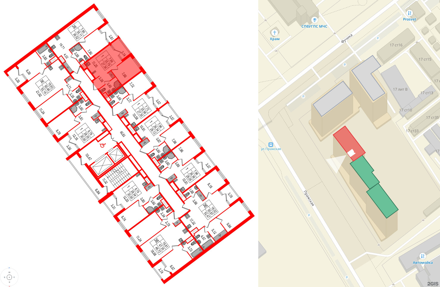 Квартира в ЖК Нигилист, 1 комнатная, 25.79 м², 5 этаж