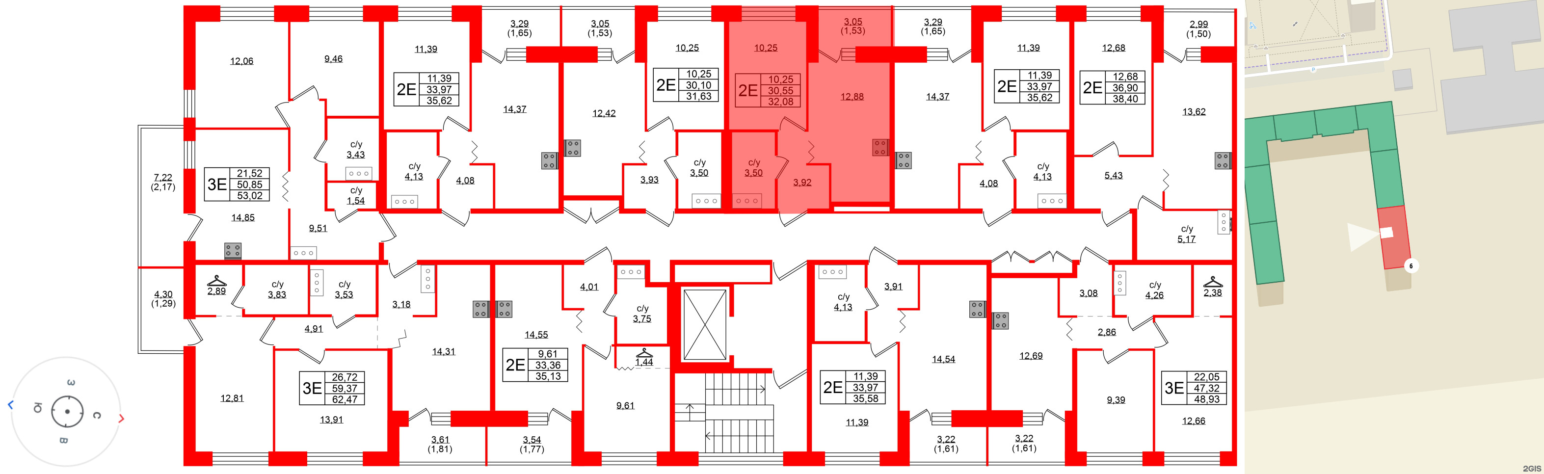 Квартира в ЖК Квартал Уютный, 1 комнатная, 32.08 м², 6 этаж