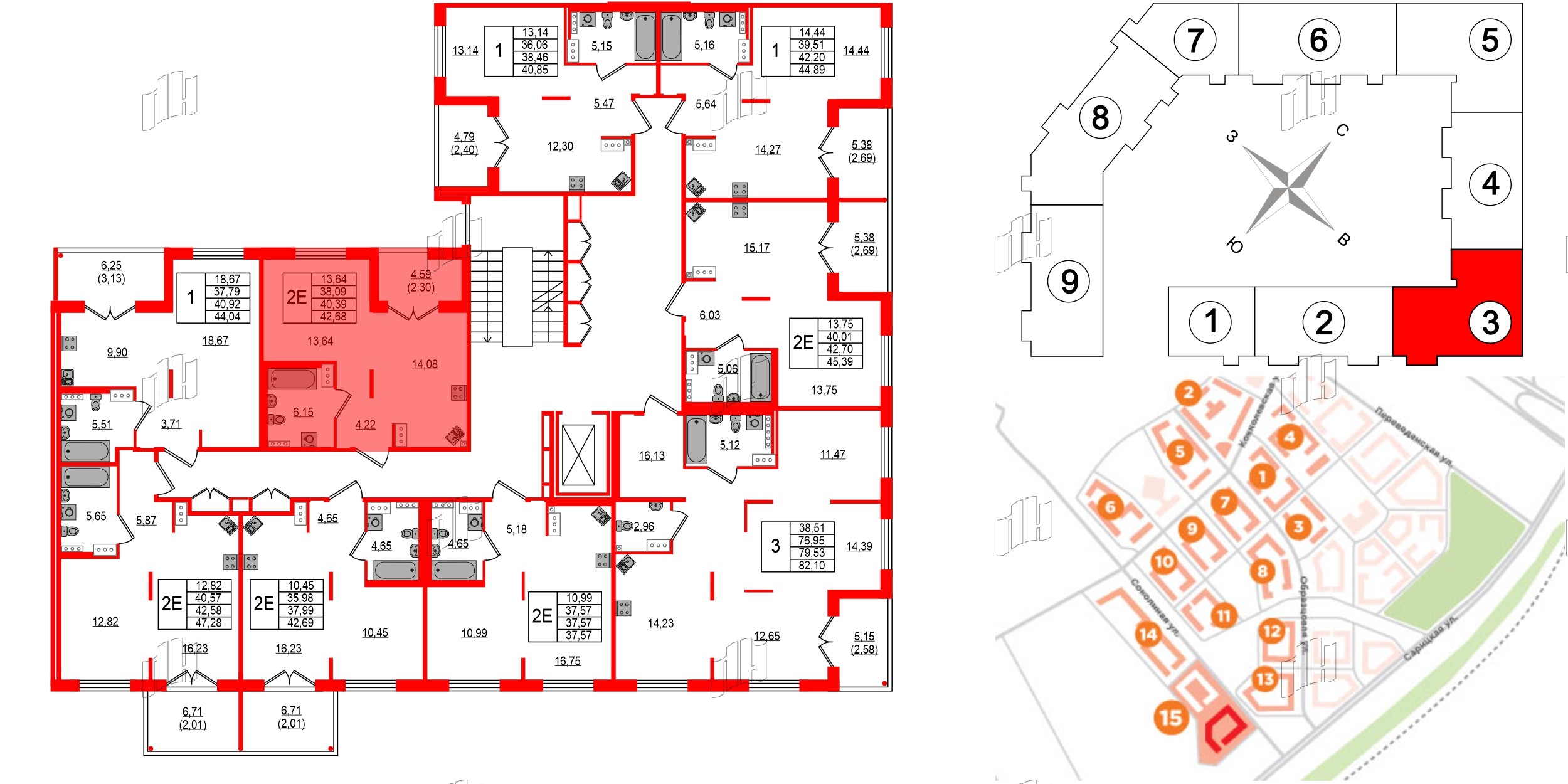 Квартира в ЖК Образцовый квартал, 1 комнатная, 38.09 м², 3 этаж