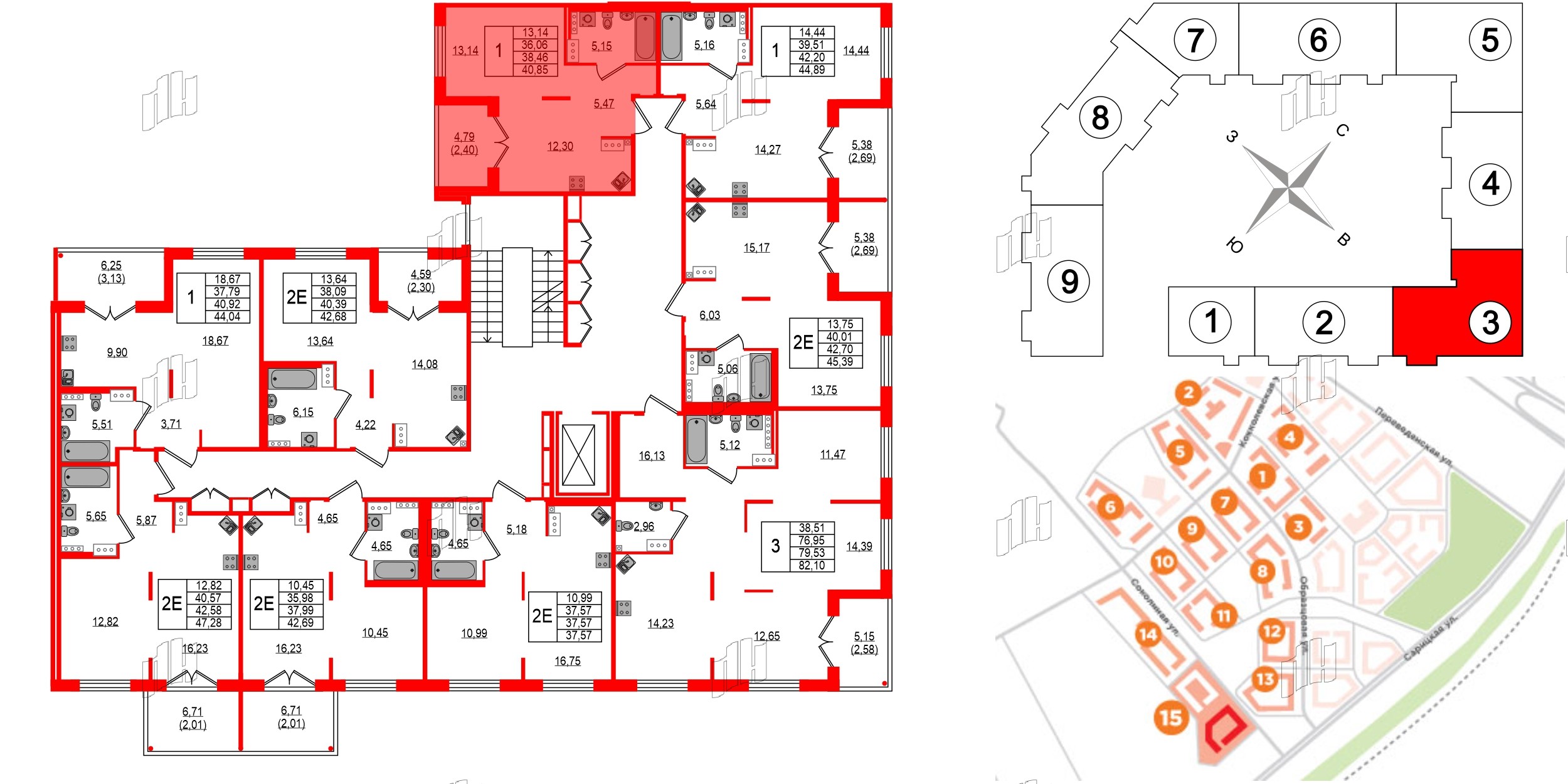 Квартира в ЖК Образцовый квартал, 1 комнатная, 36.06 м², 3 этаж