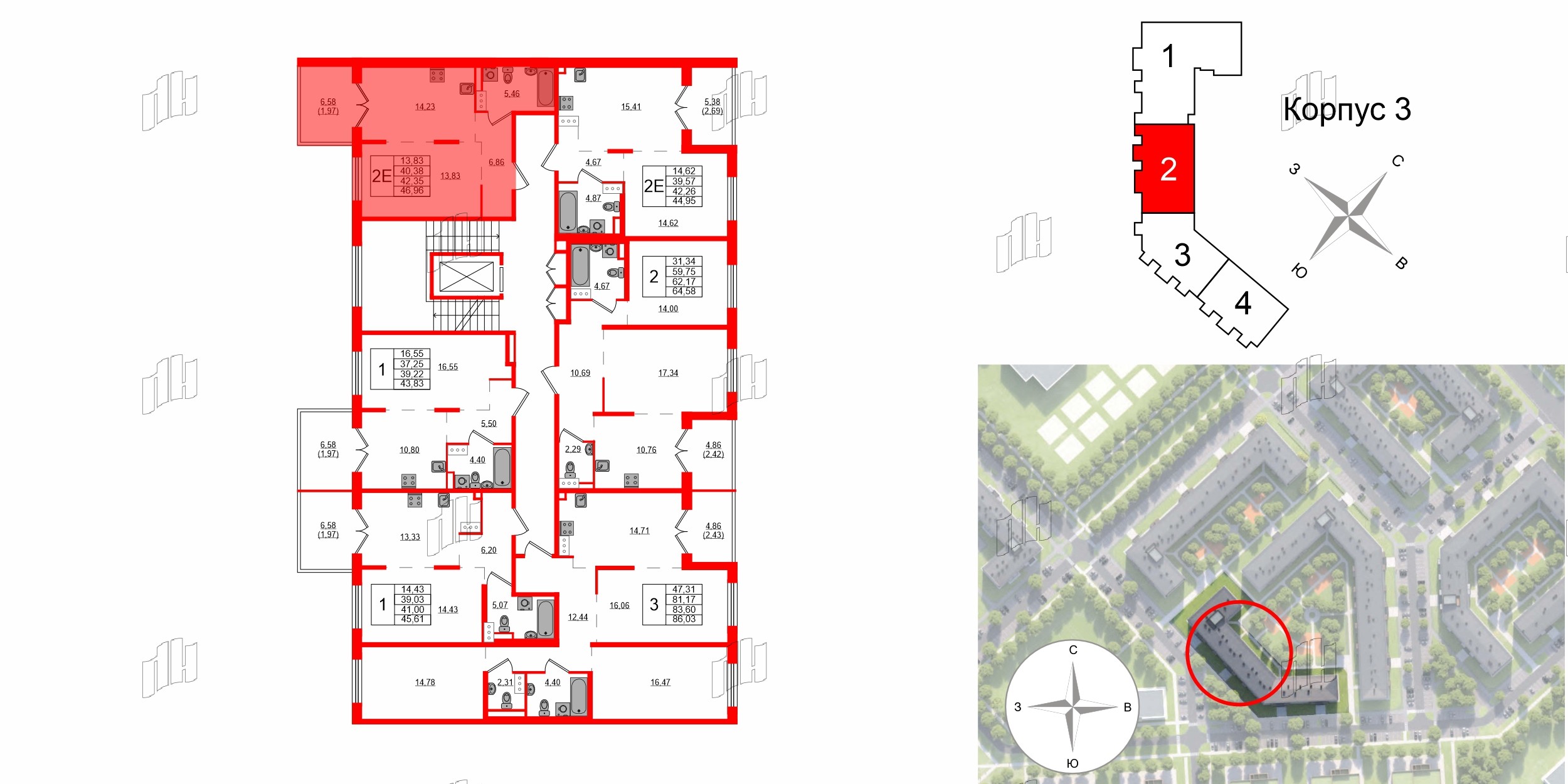 Квартира в ЖК Образцовый квартал, 1 комнатная, 40.38 м², 2 этаж