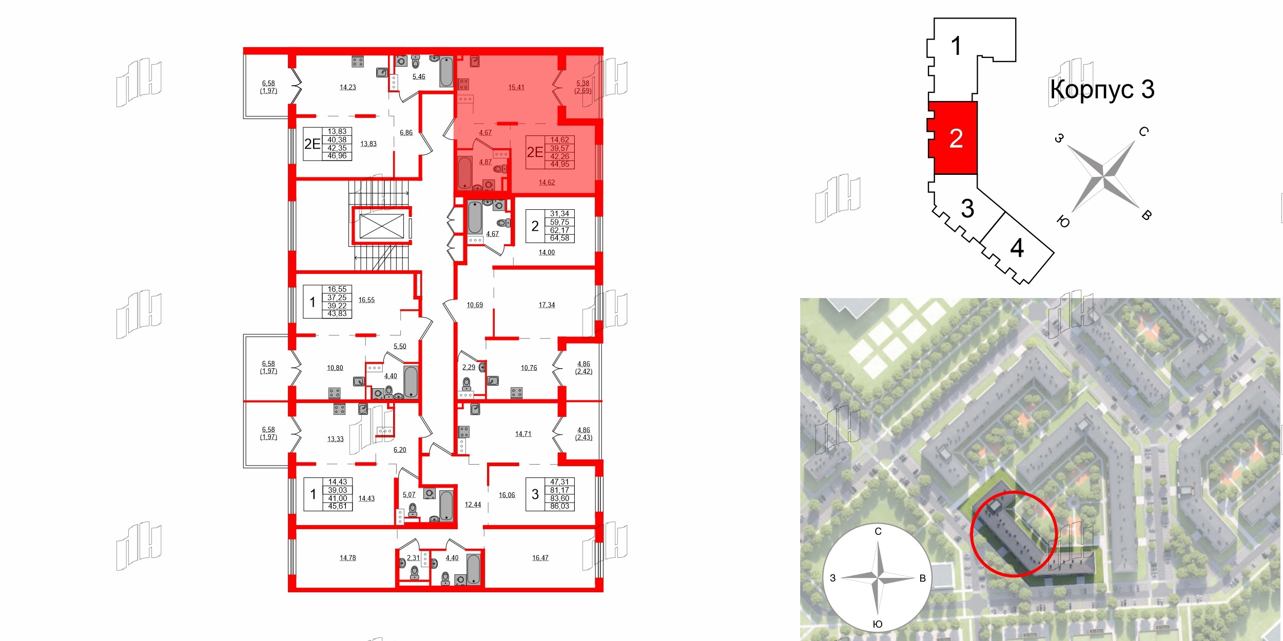 Квартира в ЖК Образцовый квартал, 1 комнатная, 39.57 м², 2 этаж