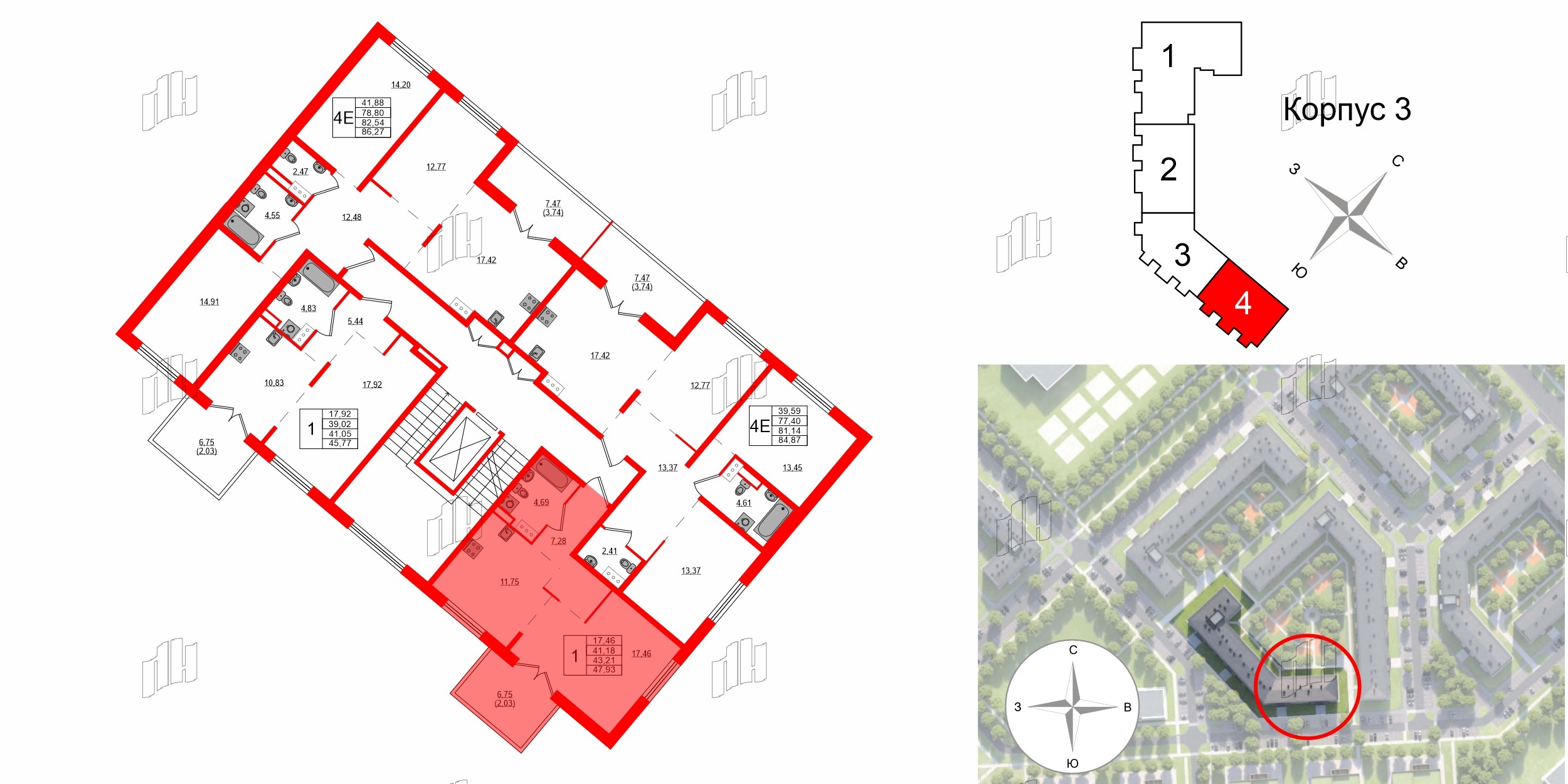 Квартира в ЖК Образцовый квартал, 1 комнатная, 41.18 м², 4 этаж