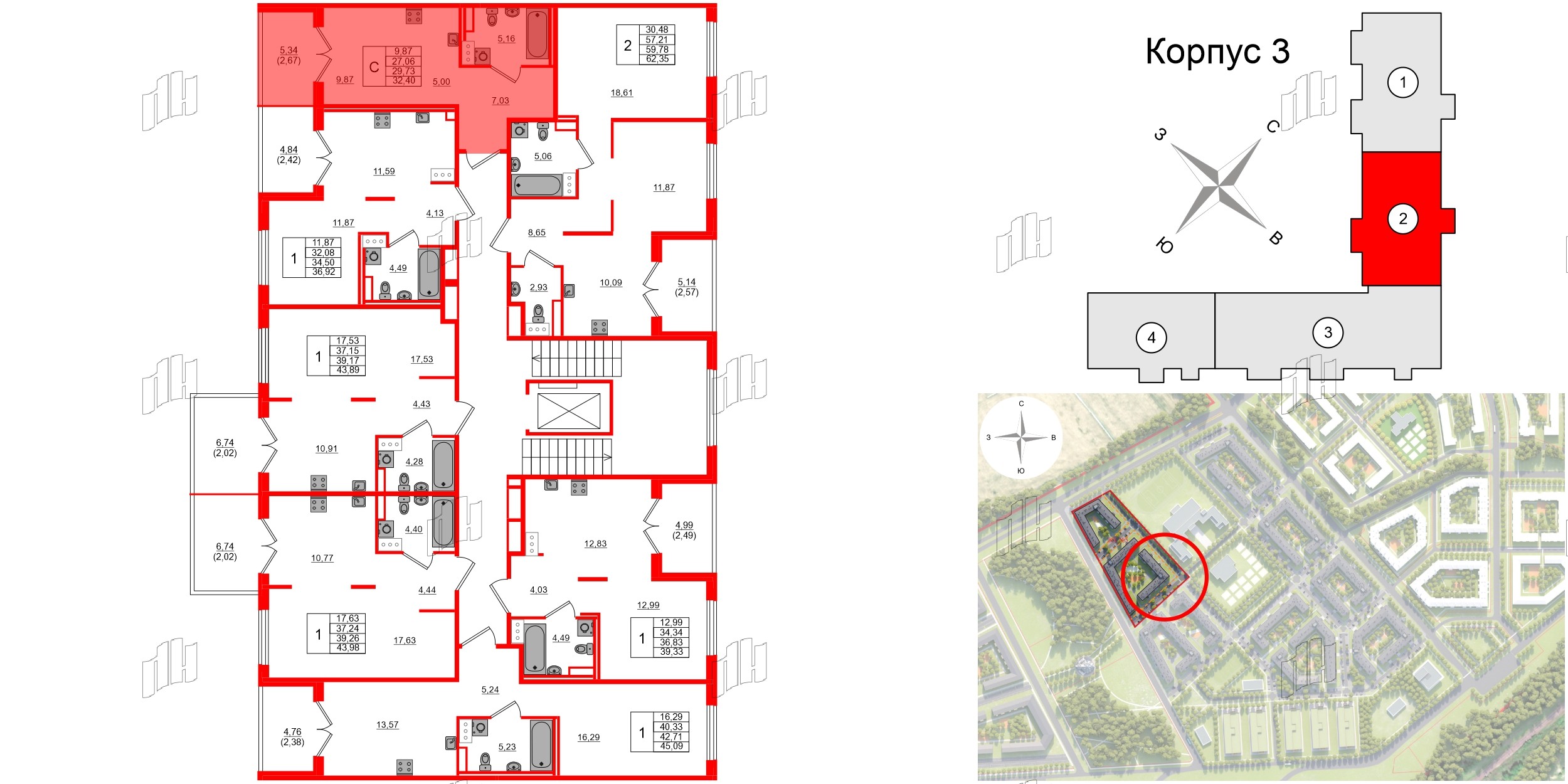 Квартира в ЖК Образцовый квартал, студия, 27.06 м², 2 этаж