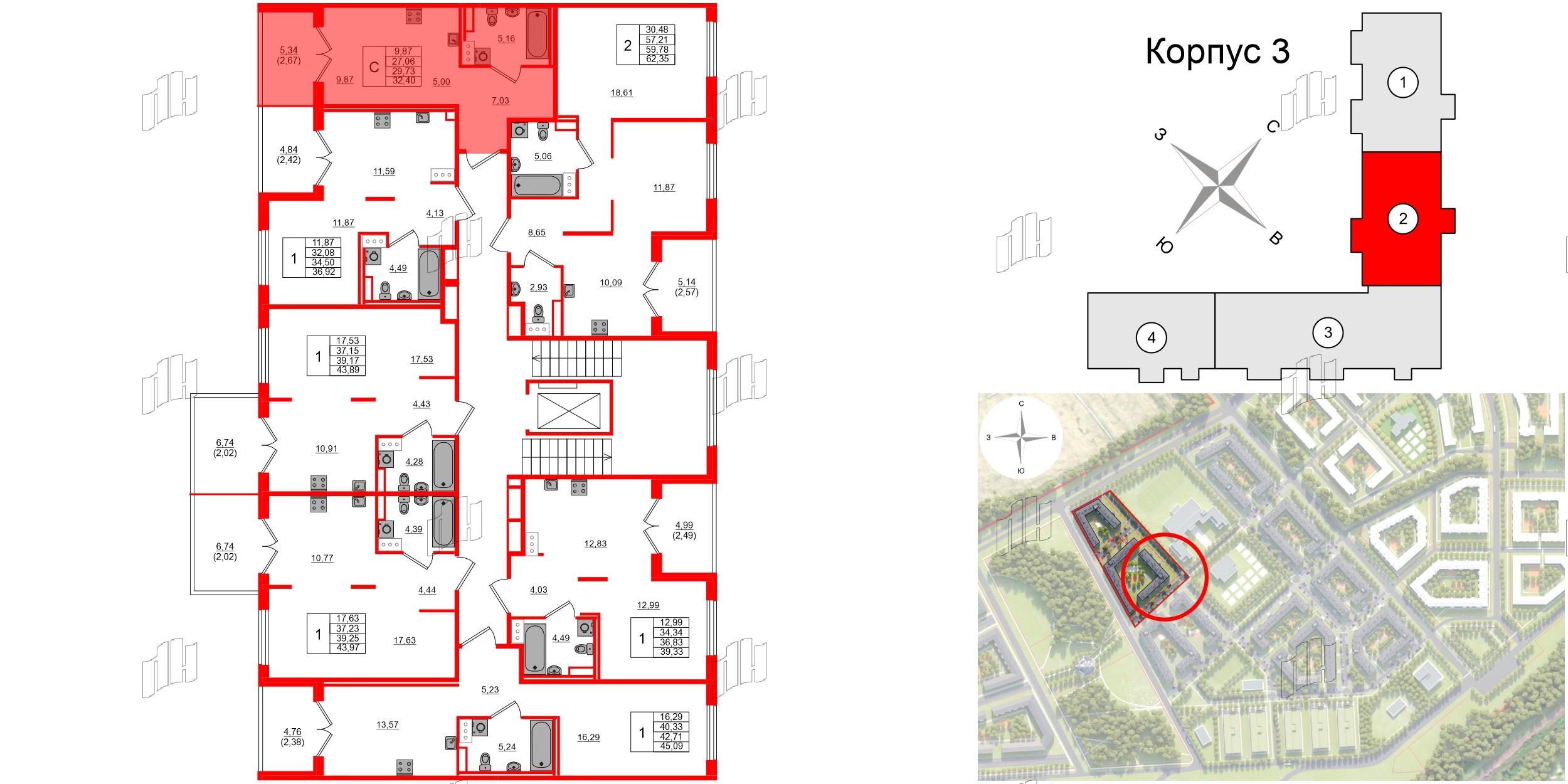 Квартира в ЖК Образцовый квартал, студия, 27.06 м², 3 этаж