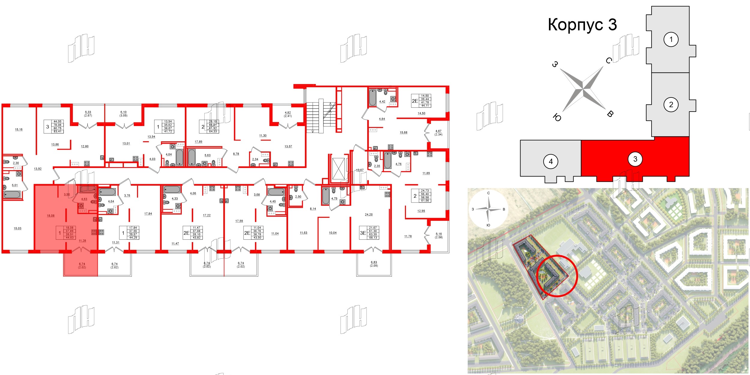 Квартира в ЖК Образцовый квартал, 1 комнатная, 37.89 м², 2 этаж