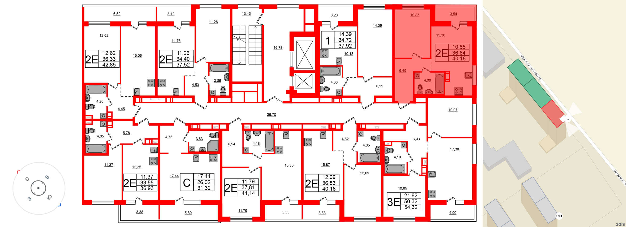 Квартира в ЖК ЦДС Парколово, 1 комнатная, 40.18 м², 4 этаж