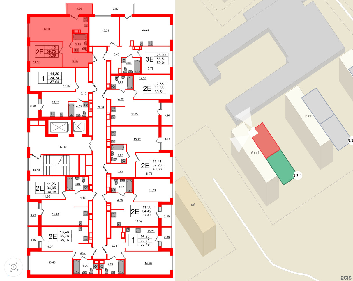Квартира в ЖК ЦДС Parkolovo, 1 комнатная, 43.09 м², 15 этаж