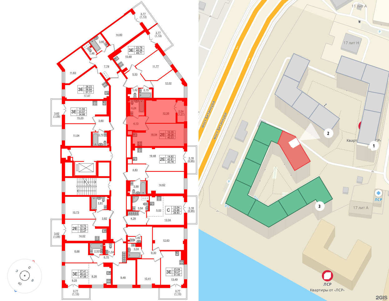 Квартира в ЖК Neva Residence, 1 комнатная, 40.8 м², 8 этаж