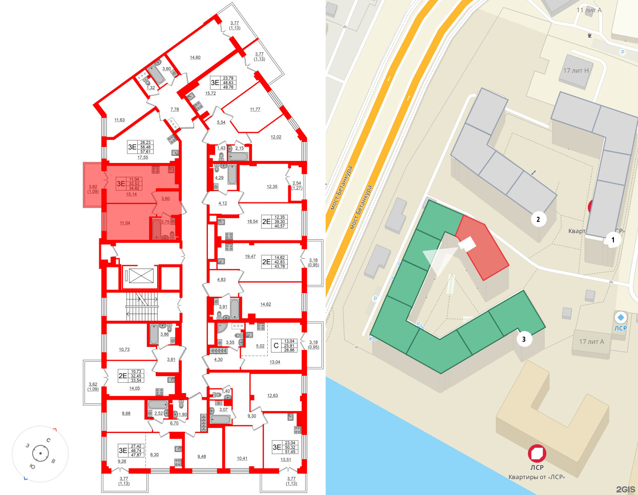 Квартира в ЖК Neva Residence, 1 комнатная, 34.8 м², 7 этаж