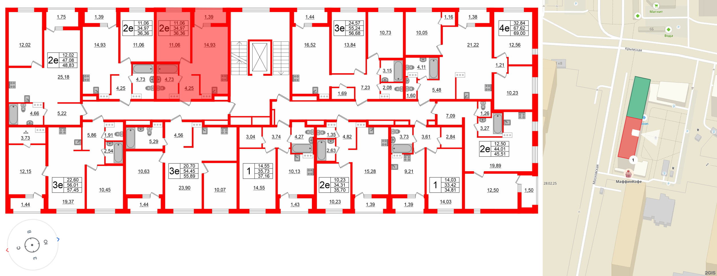Квартира в ЖК ЭТАЛА, 1 комнатная, 36.36 м², 5 этаж