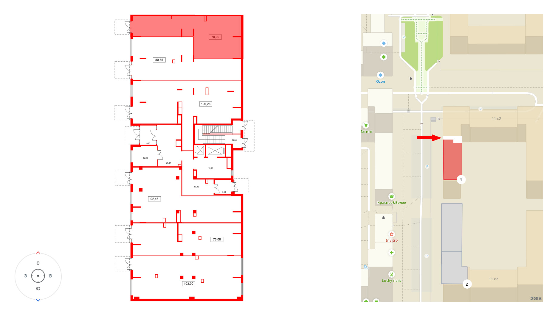 Помещение в ЖК Аквилон Leaves, 71 м², 1 этаж