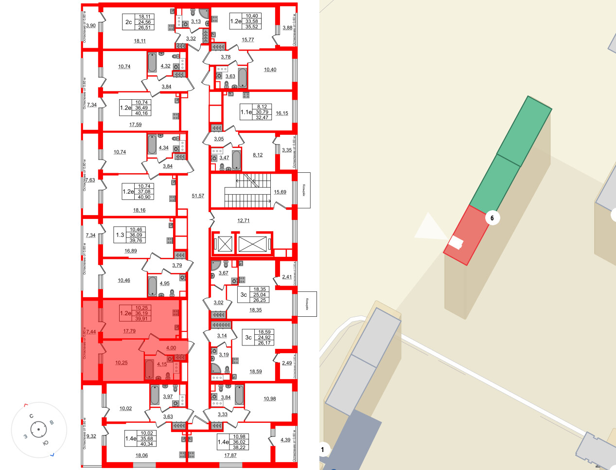 Квартира в ЖК «Город звёзд», 1 комнатная, 36.19 м², 2 этаж