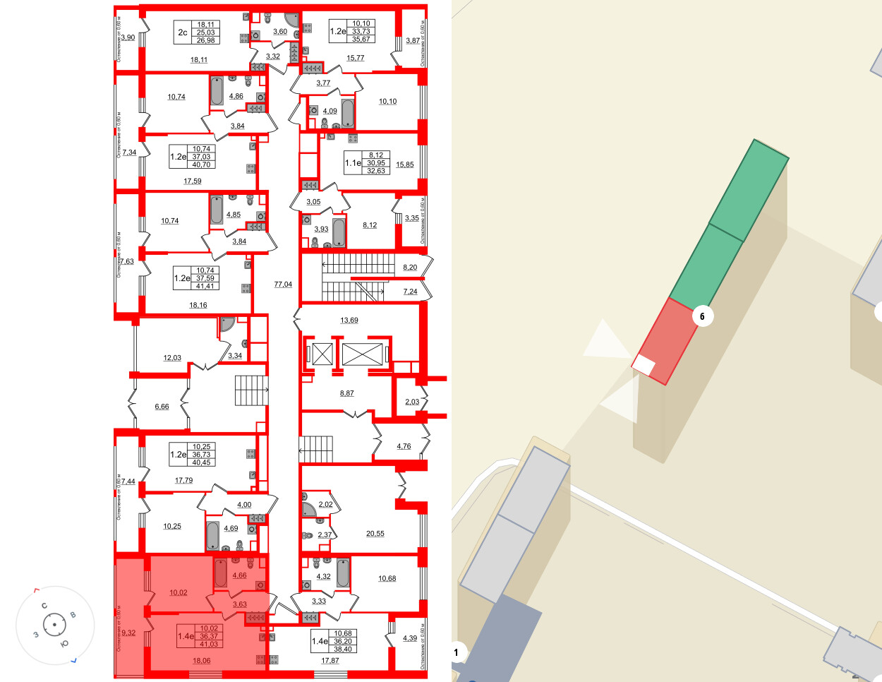 Квартира в ЖК «Город звёзд», 1 комнатная, 36.37 м², 1 этаж