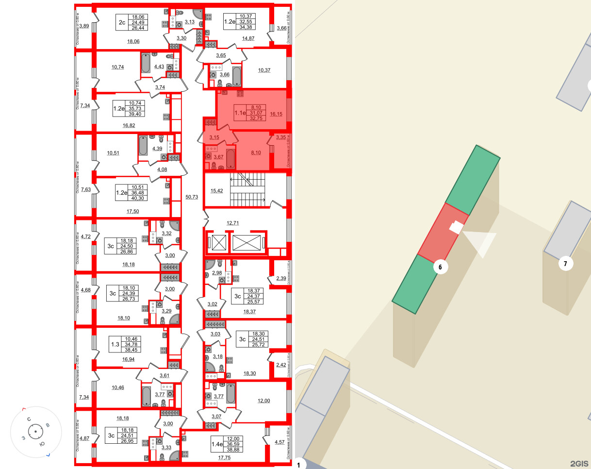 Квартира в ЖК «Город звёзд», 1 комнатная, 31.07 м², 12 этаж