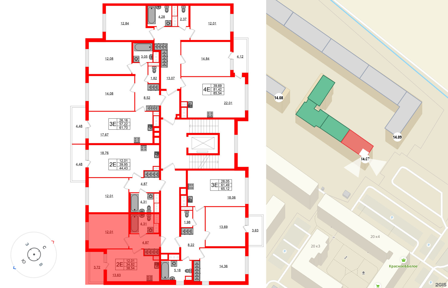 Квартира в ЖК ЯСНО.ЯНИНО, 1 комнатная, 34.82 м², 5 этаж