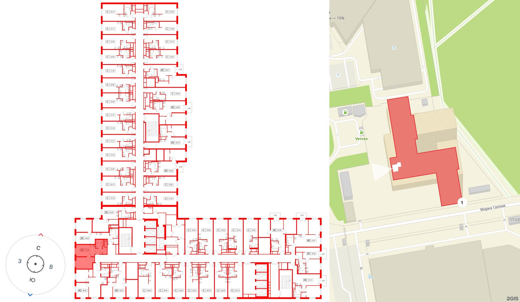 Апартаменты в ЖК «Апартаменты СААН», 1 комнатные, 31.39 м², 22 этаж