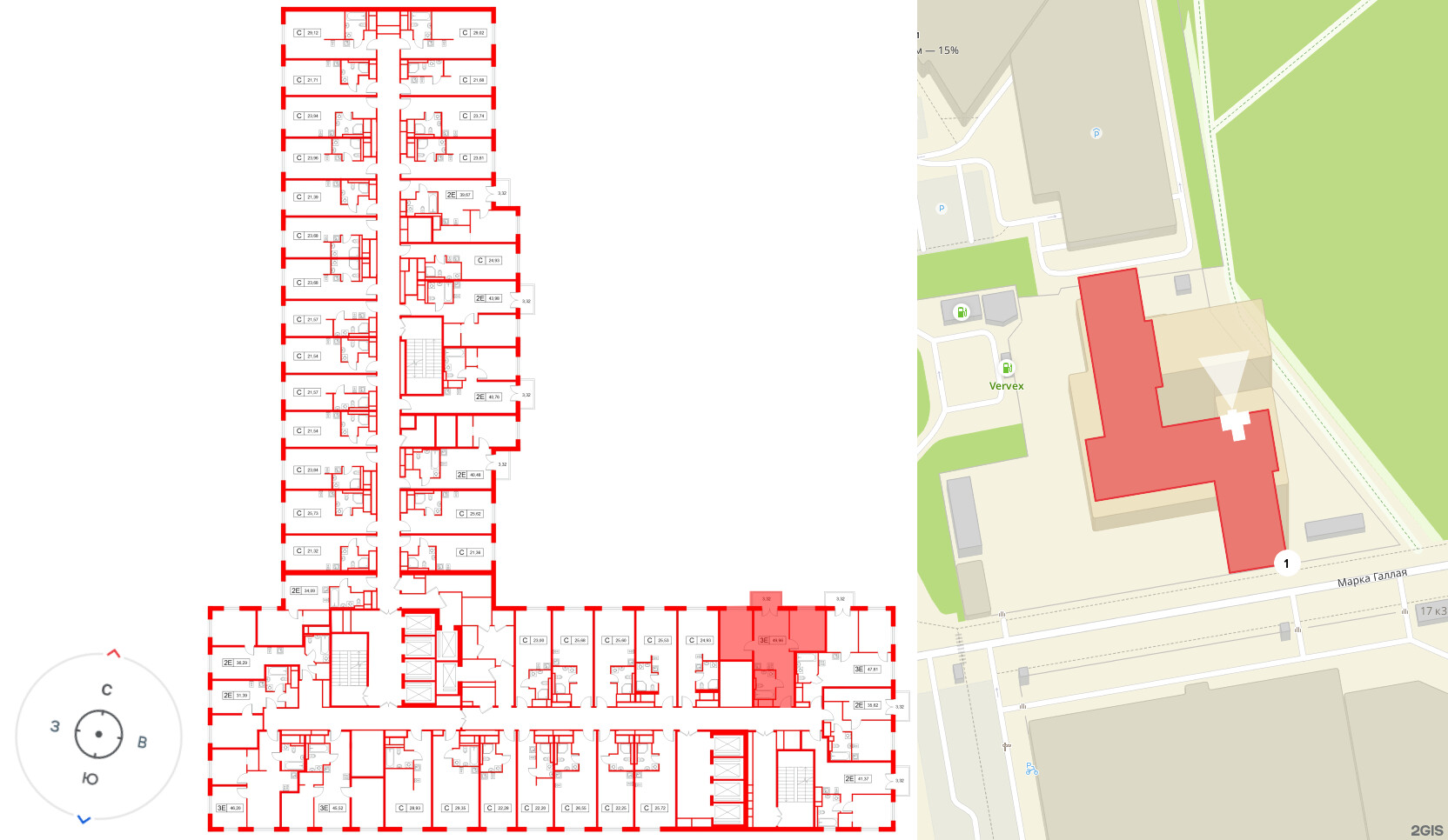 Апартаменты в ЖК «Апартаменты СААН», 2 комнатные, 49.96 м², 21 этаж