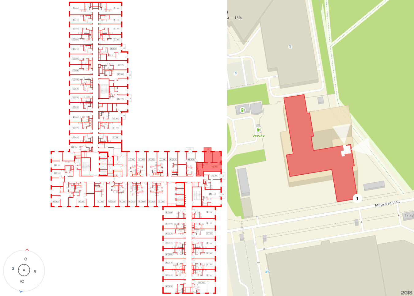 Апартаменты в ЖК «Апартаменты СААН», 2 комнатные, 47.56 м², 9 этаж