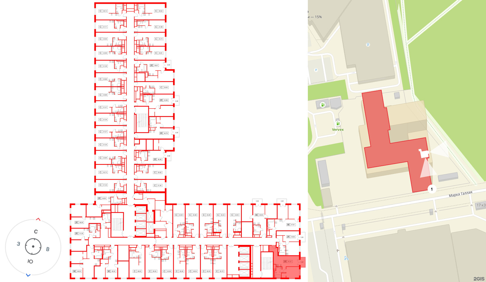 Апартаменты в ЖК «Апартаменты СААН», 1 комнатные, 41.37 м², 22 этаж