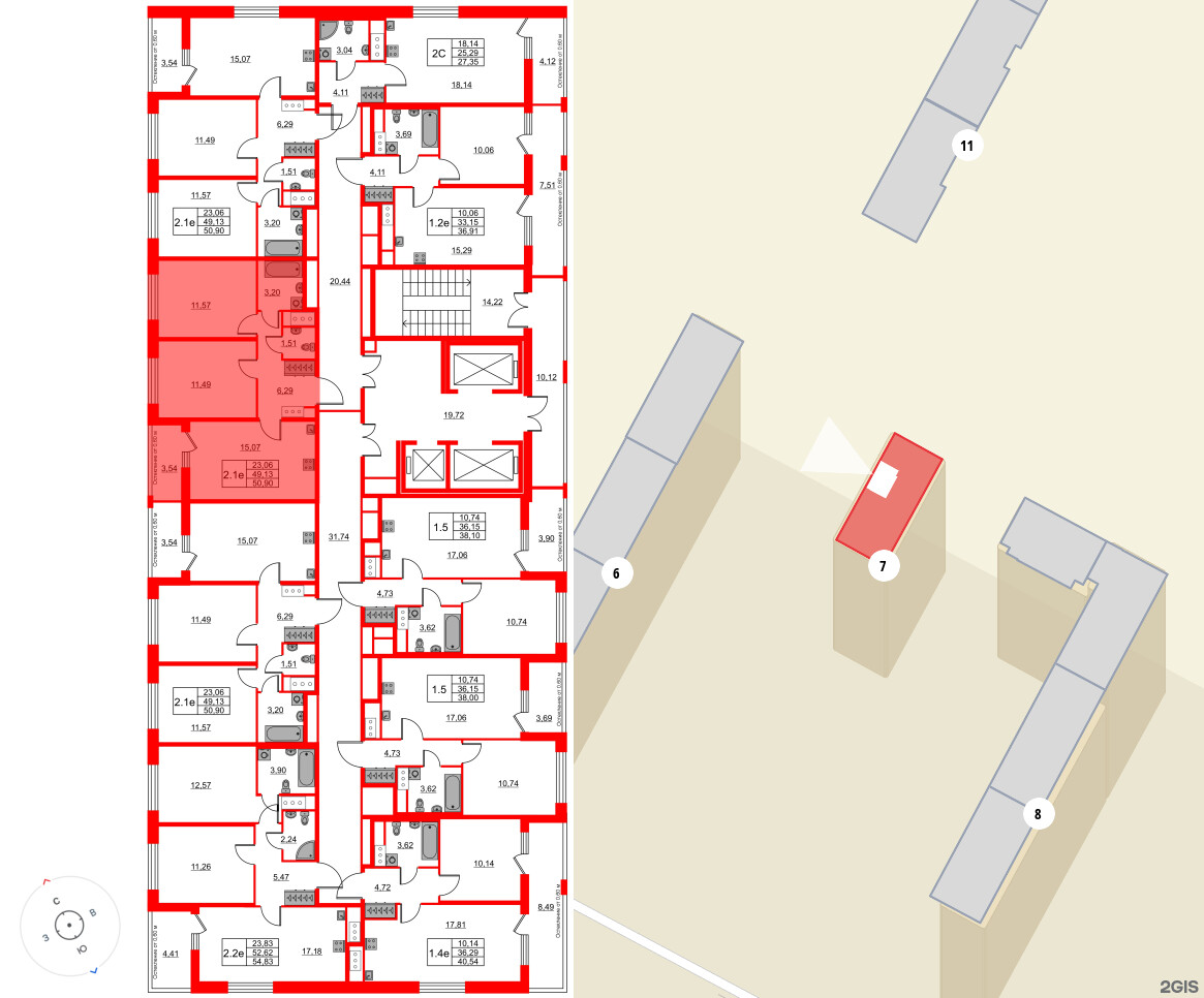 Квартира в ЖК «Город звёзд», 2 комнатная, 49.13 м², 12 этаж