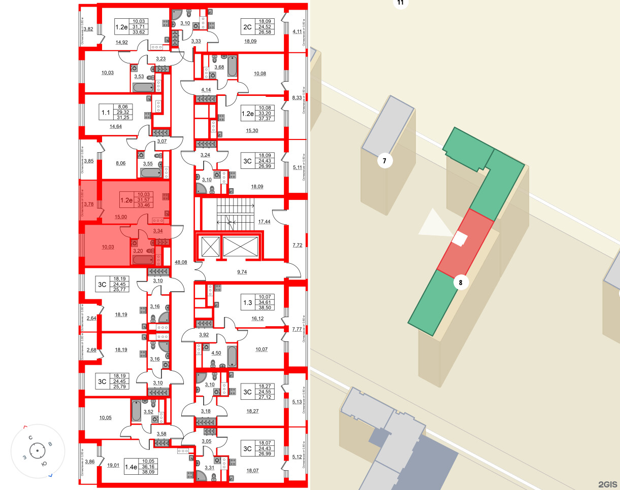 Квартира в ЖК «Город звёзд», 1 комнатная, 31.57 м², 18 этаж
