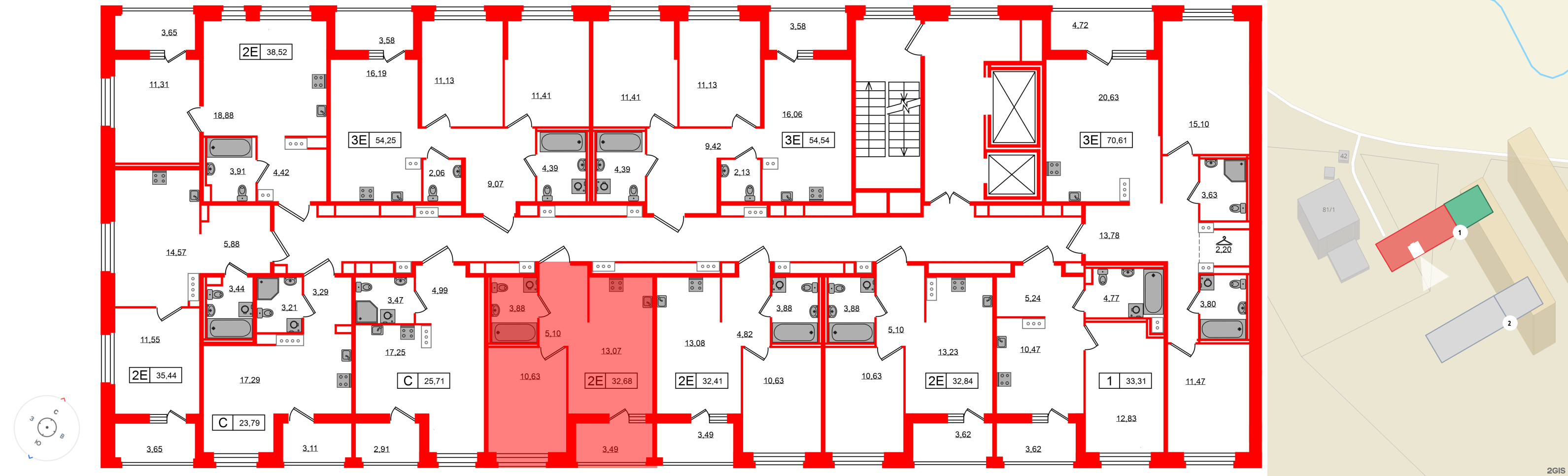 Квартира в ЖК «Ультра Сити 3.0», 1 комнатная, 32.68 м², 11 этаж