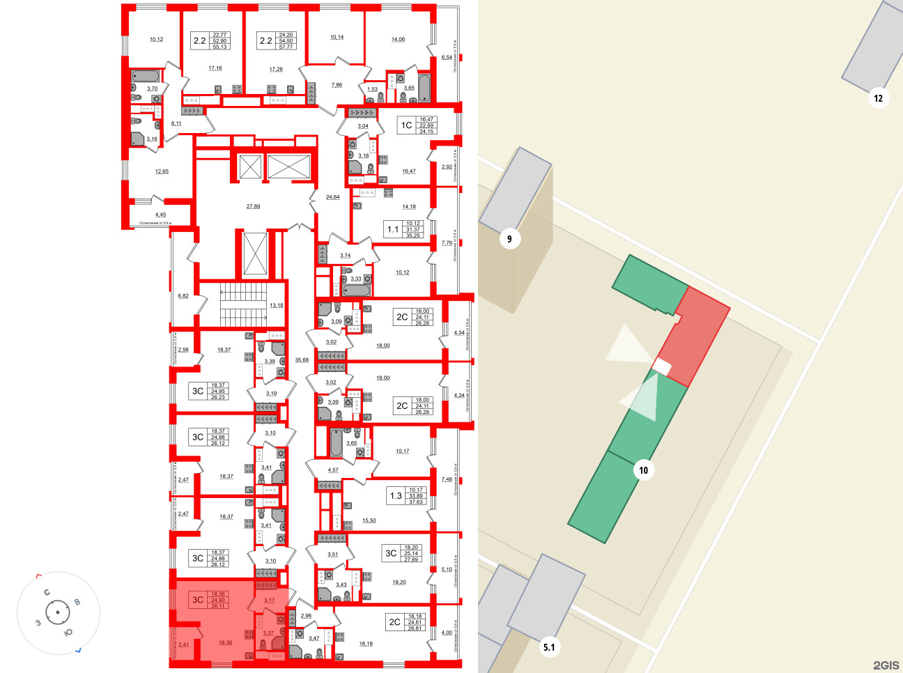Квартира в ЖК «Город звёзд», студия, 24.9 м², 23 этаж