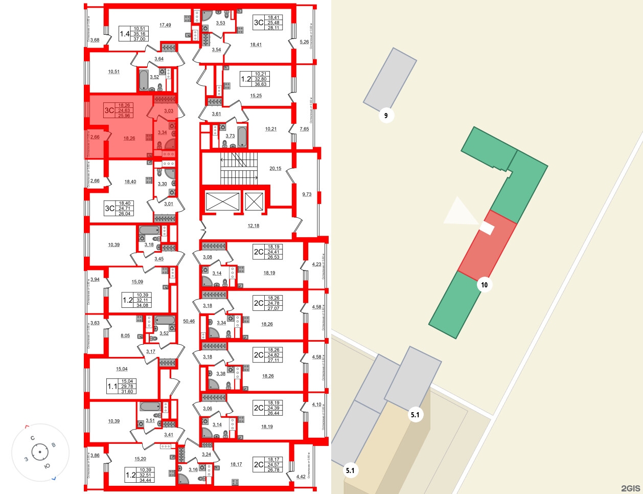 Квартира в ЖК «Город звёзд», студия, 24.63 м², 15 этаж