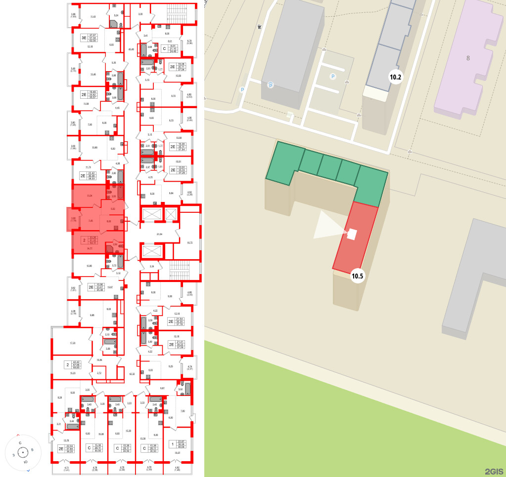 Квартира в ЖК «ЛесАрт», 2 комнатная, 53.11 м², 12 этаж