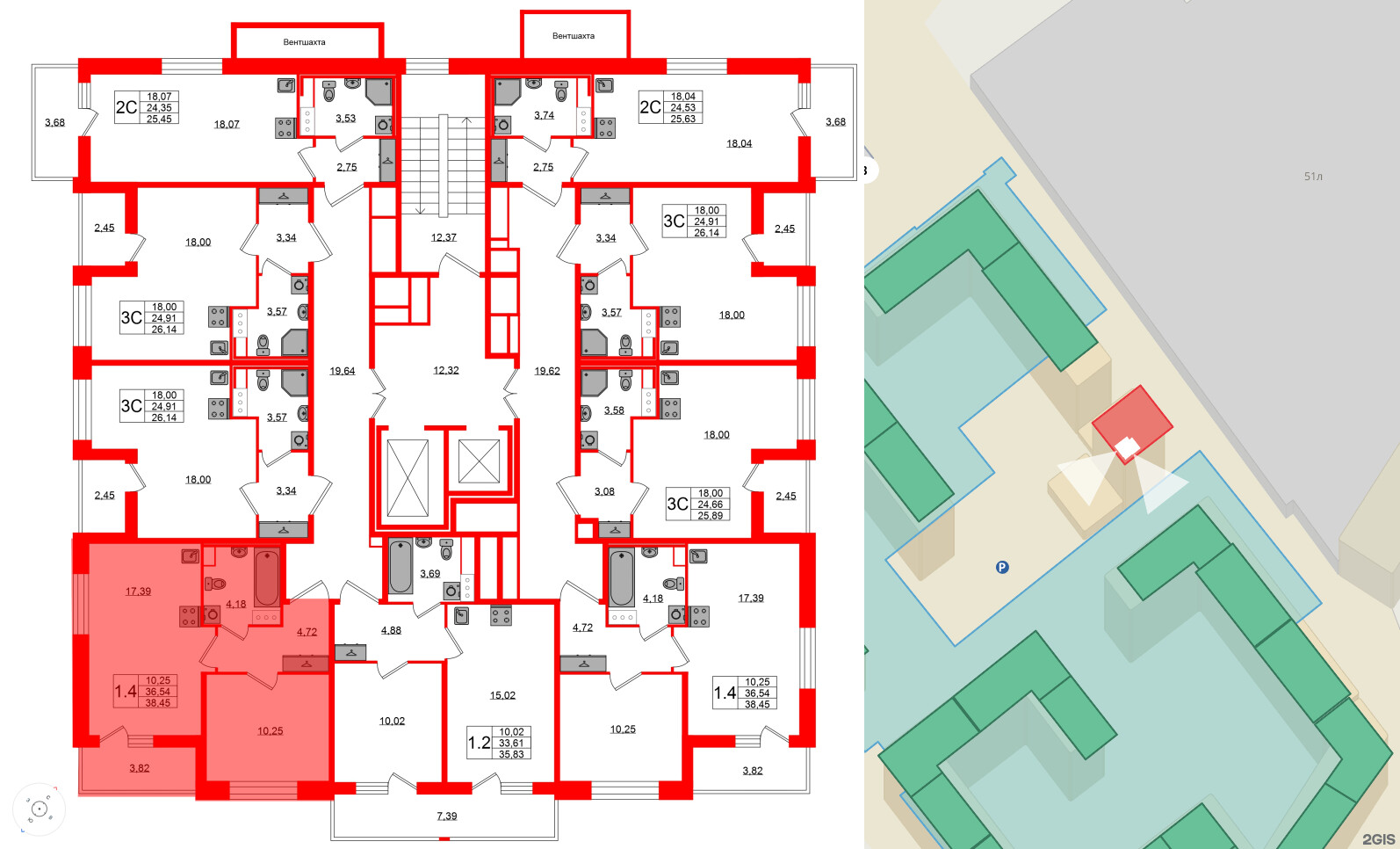 Квартира в ЖК Астра Континенталь, 1 комнатная, 36.54 м², 11 этаж