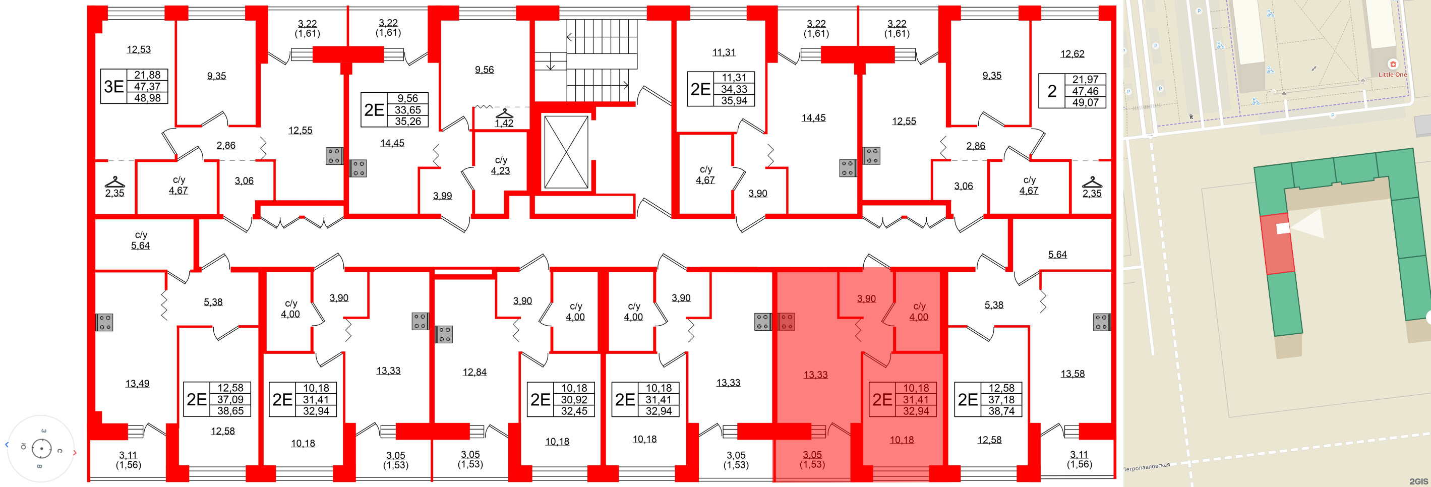 Квартира в ЖК Квартал Уютный, 1 комнатная, 32.94 м², 2 этаж