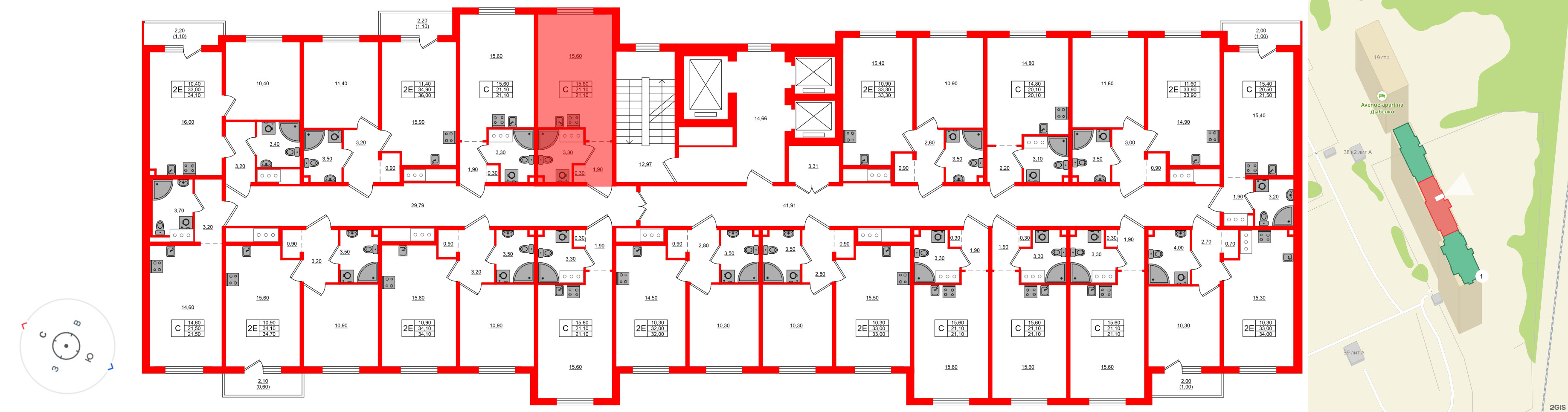 Квартира в ЖК Дыбенко Парк, студия, 21.1 м², 6 этаж