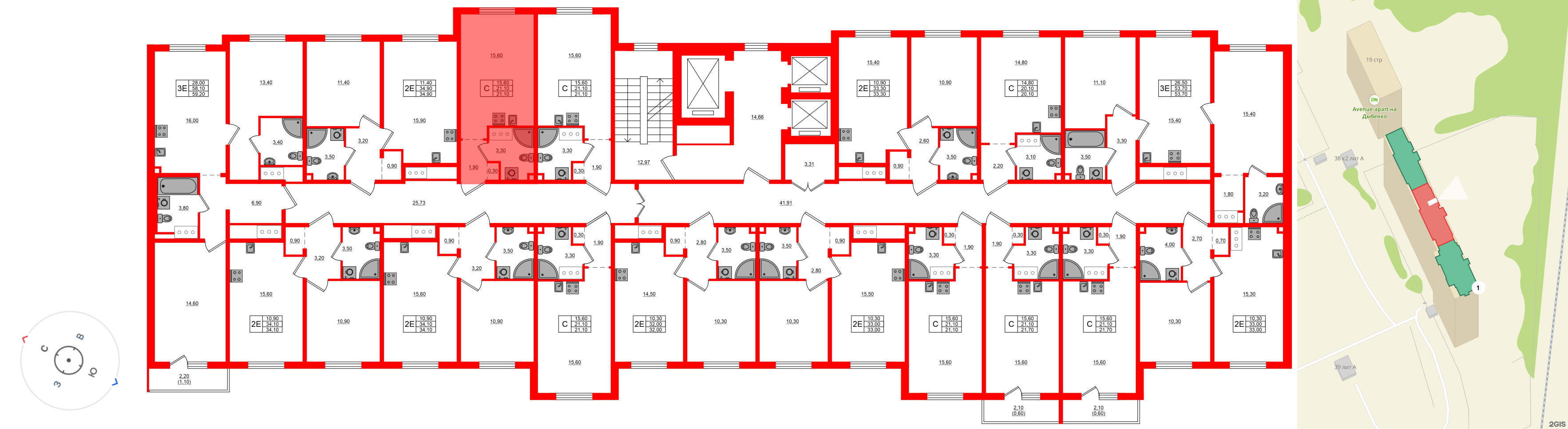 Квартира в ЖК Дыбенко Парк, студия, 21.1 м², 18 этаж