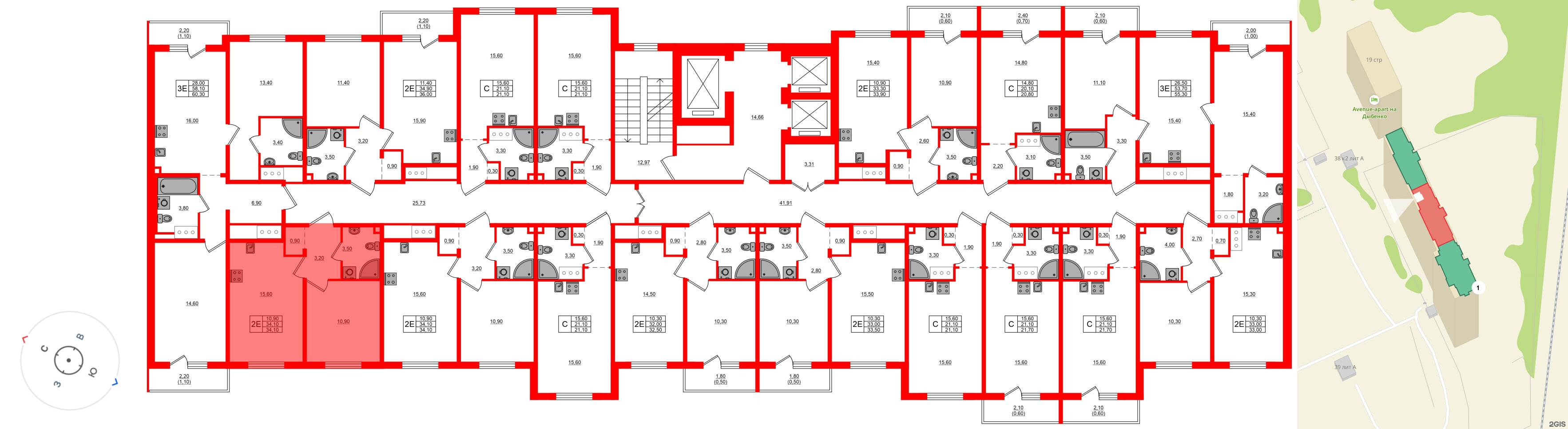 Квартира в ЖК Дыбенко Парк, 1 комнатная, 34.1 м², 20 этаж