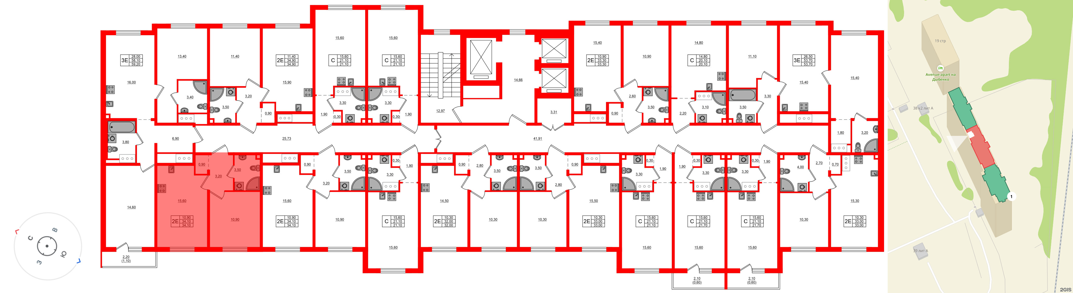 Квартира в ЖК Дыбенко Парк, 1 комнатная, 34.1 м², 18 этаж