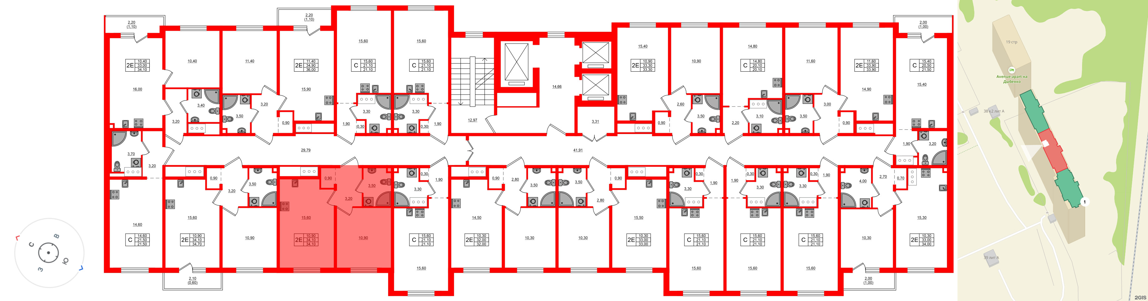 Квартира в ЖК Дыбенко Парк, 1 комнатная, 34.1 м², 6 этаж